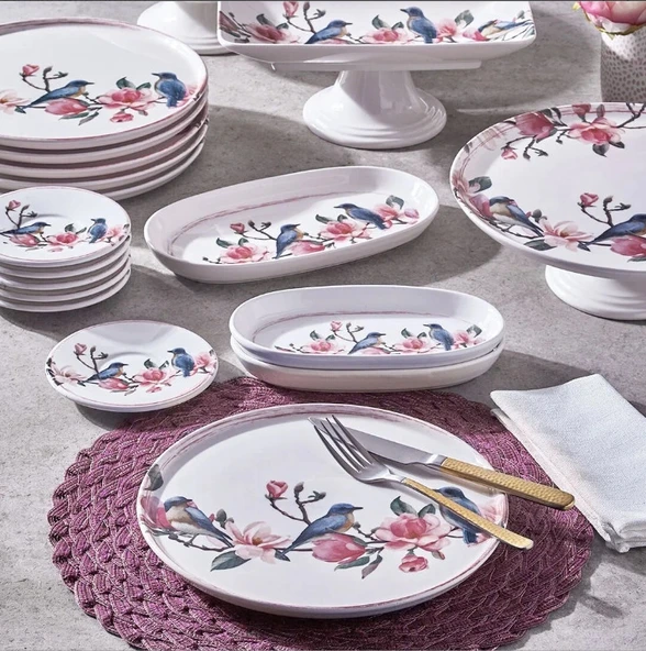 Fecra Pink Bird 18 Parça Servis ve Sunum Seti ürün görseli 1