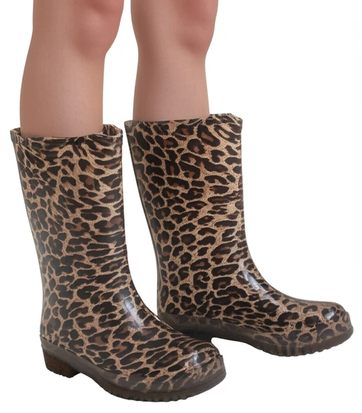 Bahçe ve Yağmur Çiçekli Kadın Çizmesi 36-40 Leopar ürün görseli 1