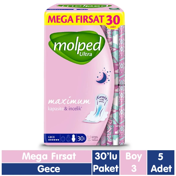 Molped Anatomik Gece Ped Mega Fırsat 30x5 150 Adet ürün görseli 1