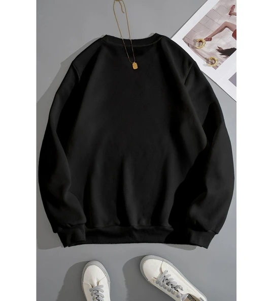 Unisex Baskılı Bisiklet Yaka Sweatshirt - Resim 2