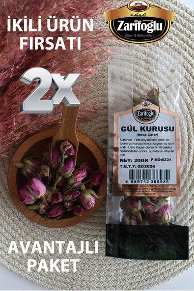 Zarifoğlu Gül Kurusu Bitkisi Şifalı Bitkiler 2 x 20 gr ürün görseli 1