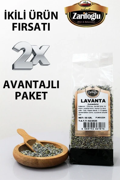 Zarifoğlu Lavanta Çiçeği Otu Bitkisi Şifalı Bitkiler 2 x 50 gr ürün görseli 1