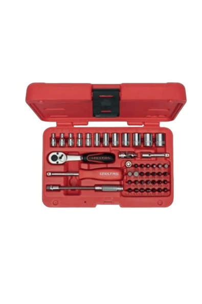 İZELTAŞ 1/4 Altı Köşe Lokma Anahtar ve Bits Set (45 parça, mm) ürün görseli 1