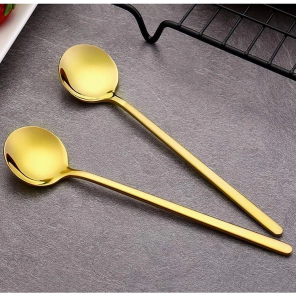 Mady MarkGold Çay Kaşığı 6'lı Kahve Dondurma Tatlı Pasta Şeker Kaşık Set ürün görseli 1