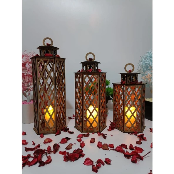 Canlı TahtamDekoratif 6 Gen Mumluk 3 Lü Set ürün görseli 1