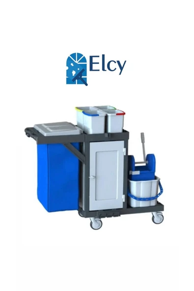 ELCY Plastik Kat Arabası Çift Kovalı Çöp Toplamalı Dört Kovalı Brandalı ürün görseli 1
