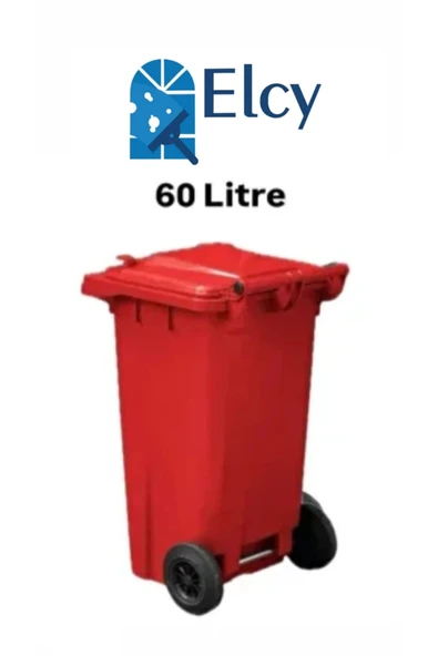 ELCY 60 LT Plastik Çöp Konteyneri Kırmızı -Isıya Karşı Dayanıklı ürün görseli 1