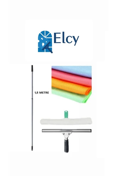 ELCY Cam Temizlik Seti Duş-Cam-Pencere-Ayna Cam Sileceği 35 Cm Çekçek Peluş 4'lü Cam Bezi ürün görseli 1