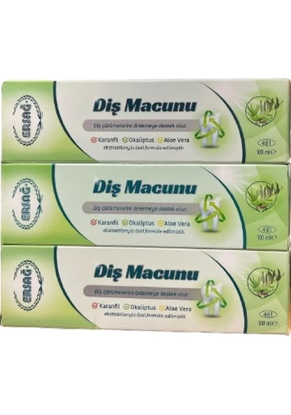 Ersağ Karanfil - Okaliptüs - Aloe Vera Diş Macunu 100 ML x 3 Adet ürün görseli 1