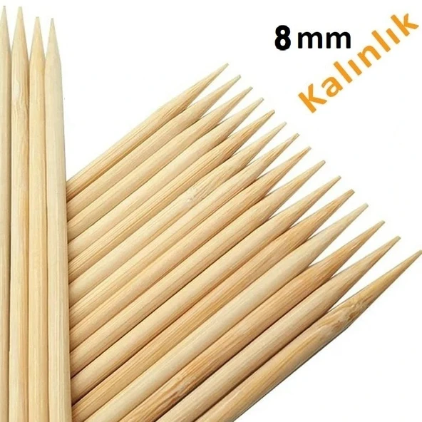Hayal Sepeti Bambu 8mm Kalın Ahşap Çöp Şiş Çubuğu 40 Cm - 20 Adet ürün görseli 1