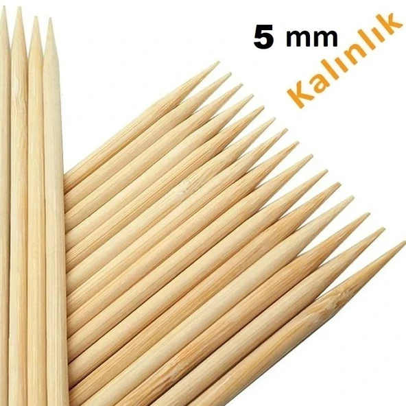 Hayal Sepeti Bambu 5mm Kalın Ahşap Çöp Şiş Çubuğu 50 Cm - 25 Adet ürün görseli 1