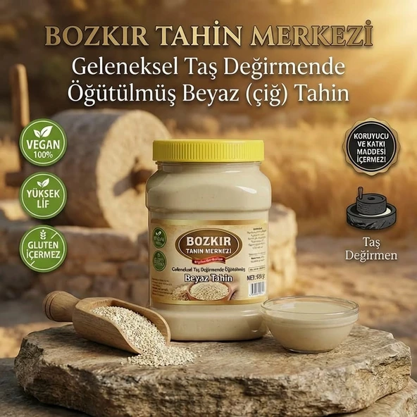 Bozkır Tahin Merkezi Taş Değirmen Beyaz Tahin 935gr (doğal & vegan) ürün görseli 1