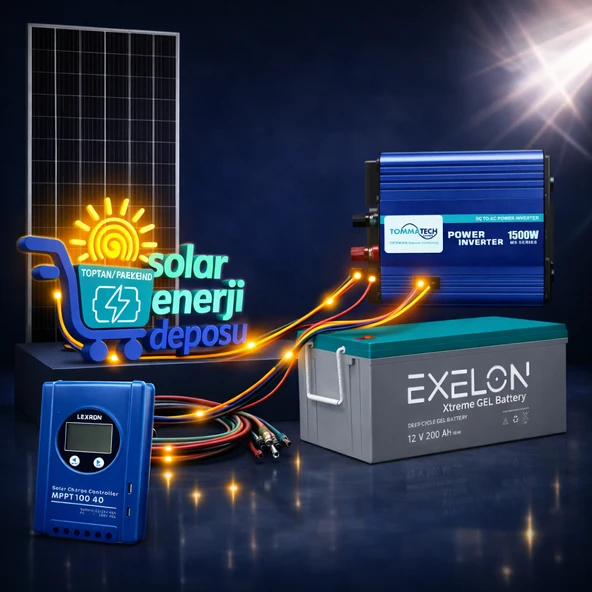 Solar Enerji Deposu 1500W Orta Seviye Güneş Enerjisi Paketi – Ev Tipi Solar Sistem ürün görseli 1