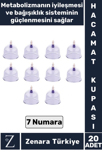 Yüksek Kaliteli Metabolizma Etkili Vakumlu Hacamat Kupası 7 NUMARA 20 ADET ürün görseli 1