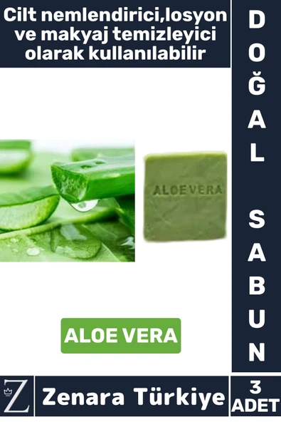 Bitkisel Organik Doğal Saç Yüz Vücut El Kullanım Cilt Nemlendirici Losyon Sabun ALOE VERA 3 Adet ürün görseli 1