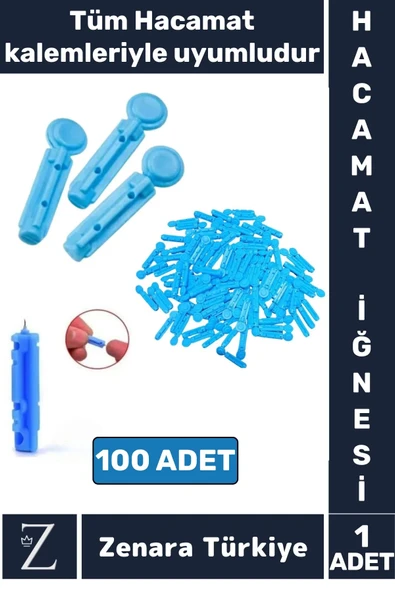 Özel Üretim Tüm Kalemlerle Tam Uyumlu Şeker Parmak Delme Hacamat Kalem İğnesi 100 Adet ürün görseli 1