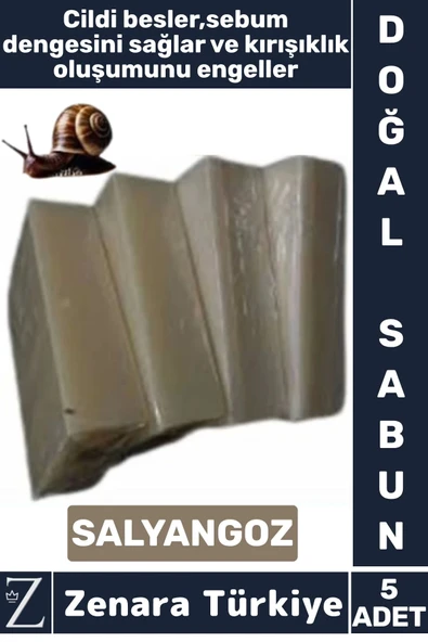 Bitkisel Organik Doğal Saç Yüz Vücut El Kullanım Cilt Sebum Dengesi Sağlayan Sabun SALYANGOZ 5 Adet ürün görseli 1