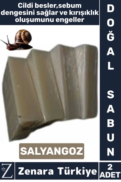 Bitkisel Organik Doğal Saç Yüz Vücut El Kullanım Cilt Sebum Dengesi Sağlayan Sabun SALYANGOZ 2 Adet ürün görseli 1