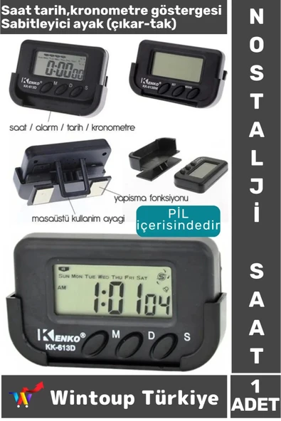 Nostalji Masa Araba Saati Öğrenci Ev Ofis Okul Minibüs Kronometreli Dijital Mini Saat ürün görseli 1