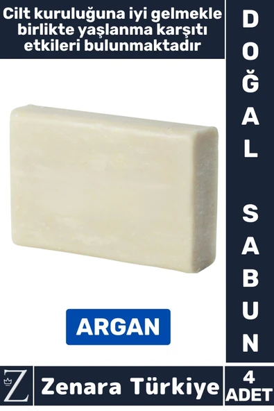 Bitkisel Organik %100 Doğal Saç Yüz Vücut El Kullanım Cilt Yaşlanma Karşıtı Sabun ARGAN 4 Adet ürün görseli 1