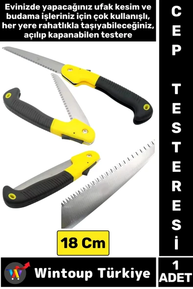 Premium Kompakt Çakı Tipi Katlanır Kamp Piknik Tamirat Kesme Çelik Cep Boy Budama Testeresi 18 Cm ürün görseli 1