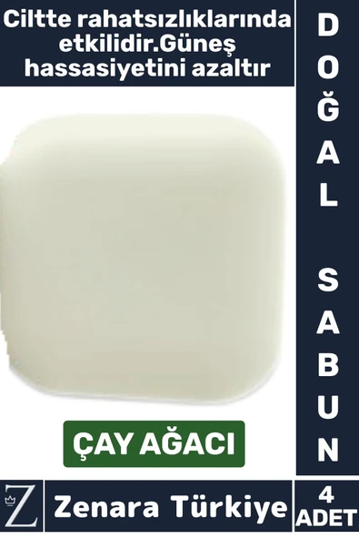 Bitkisel Organik Doğal Saç Yüz Vücut El Kullanım Güneş Hassasiyeti Azaltan Sabun ÇAY AĞACI 4 Adet ürün görseli 1