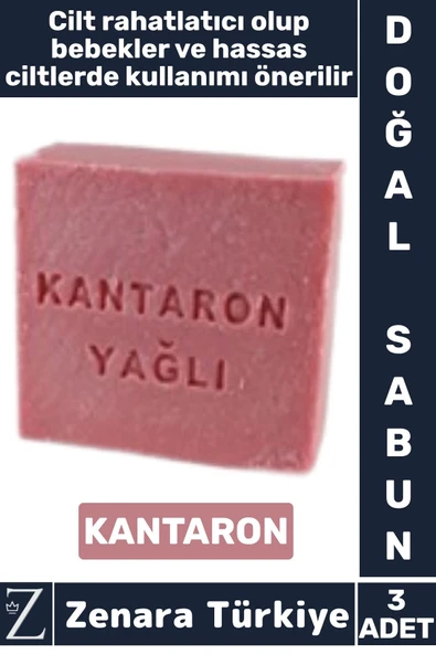 Bitkisel Organik Doğal Saç Yüz Vücut El Kullanım Bebek Hassas Ciltlerde Etkili Sabun KANTARON 3 Adet ürün görseli 1