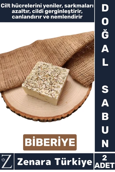 Bitkisel Organik Doğal Saç Yüz Vücut El Kullanım Cilt Canlandıran Nemlendiren Sabun BİBERİYE 2 Adet ürün görseli 1