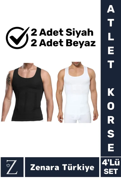 Jinekomasti Dik Duruş Göbek Göğüs Toparlayan Sıkılaştıran Ultra Elastik Erkek Atlet Korse 4 Adet ürün görseli 1