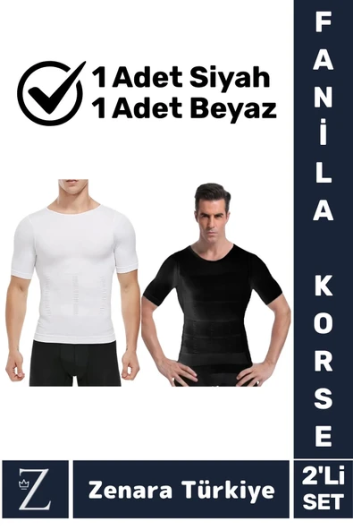 Jinekomasti Dik Duruş Göğüs Göbek Toparlayan Sıkılaştıran Ultra Esnek Erkek Fanila Korse 2'Li SET ürün görseli 1