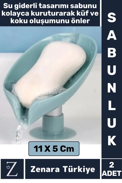 Banyo Mutfak Lavabo Sabun Montajsız Giderli Küflenme Kuruma Koku Önleyen Vantuzlu SABUNLUK 2 Adet ürün görseli 1
