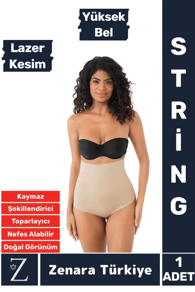 İz Göstermez Kaymaz Vücut Sıkılaştıran Şekillendiren Toparlayan LAZER KESİM Yüksek Bel String Korse ürün görseli 1