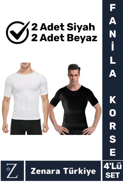 Jinekomasti Dik Duruş Göğüs Göbek Toparlayan Sıkılaştıran Ultra Esnek Erkek Fanila Korse 4'Lü SET ürün görseli 1