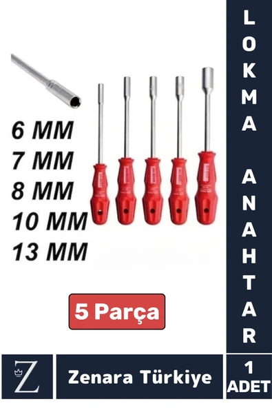 Ergonomik Kaymaz Kauçuk Sap Tamir Montaj Somun 6/7/8/10/13/mm Tornavida LOKMA ANAHTAR 5'li SET ürün görseli 1