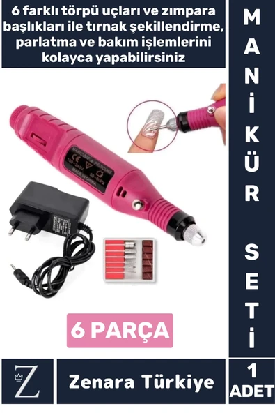 Manikür Pedikür El Ayak Protez Tırnak Şekillendirme Parlatma Bakım Elektrikli Manikür Seti 6 Parça ürün görseli 1