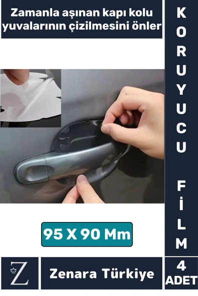 Kolay Montaj Otomobil Kapı Yuvası Araba Kapı Kolu Çizilme Aşınma Yıpranma Darbe Koruyucu Film 4 Adet ürün görseli 1