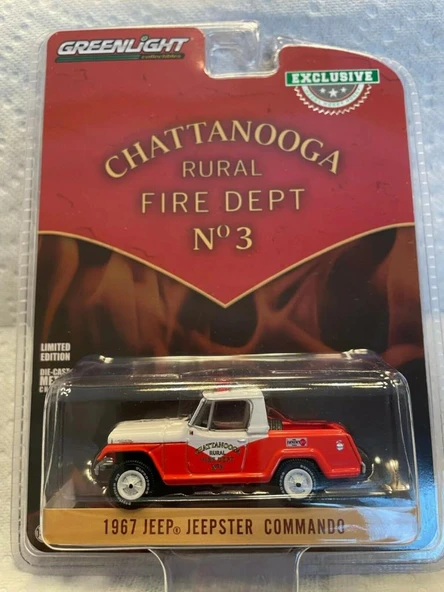 Greenlight 1967 Jeep Jeepster Commando Pickup Truck White and Orange 1/64 Model Araba ürün görseli 1