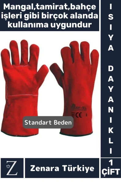 Dayanıklı Kaynak Yangın Mangal Tamir İş Su Geçirmez Yüksek Isıya Dayanıklı Çok Amaçlı Deri Eldiven ürün görseli 1