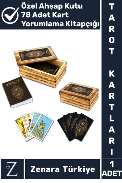 Manevi Ruhsal Rehberlik Kader Yorumlama Kitapçıklı AHŞAP KUTULU 78 Adet TAROT KARTLARI ürün görseli 1