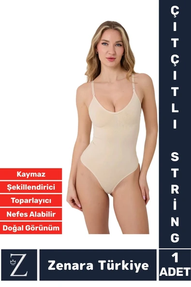 İz İç Göstermez Kaymaz Vücut Şekillendiren Sıkılaştıran Toparlayan Çıtçıtlı String Body Korse ürün görseli 1