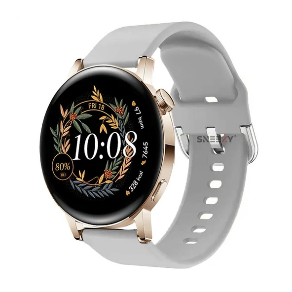 Huawei Watch Gt2 42mm Ile Uyumlu 20mm Purelux Soft Tokalı Silikon Kordon Dayanıklı Spor Stil  Gri ürün görseli 1