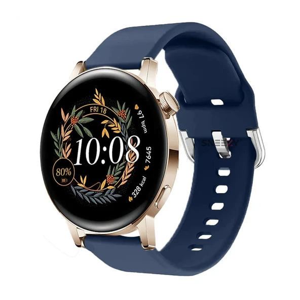 Huawei Watch Gt3 42mm Ile Uyumlu 20mm Purelux Soft Tokalı Silikon Kordon Dayanıklı Spor Stil  Lacivert ürün görseli 1