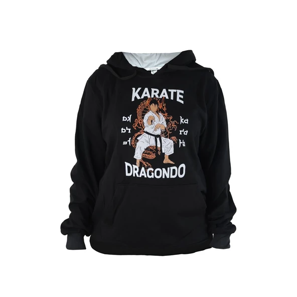 DragonDo TX28 Baskılı Karate Sweatshirt Siyah Hoodie Kapüşonlu Sweatshirt ürün görseli 1