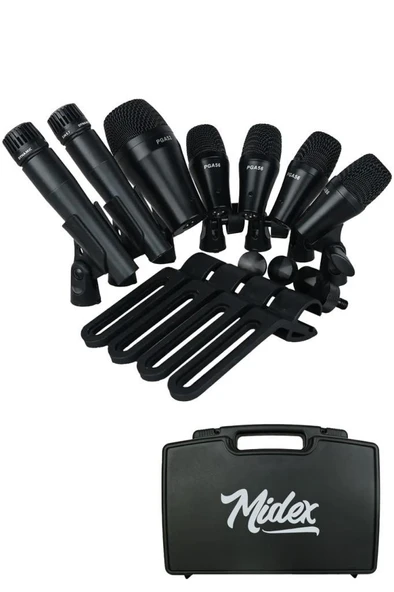 Midex M-Drum Kit-7 Davul Mikrofon Seti 7 Parça Akustik Bateri Mikrofonu ürün görseli 1