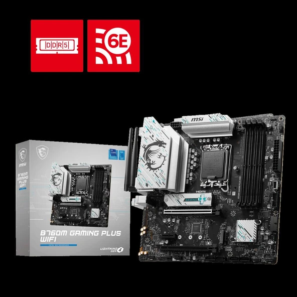 MSI MB B760M GAMING PLUS WIFI DDR5 6800(OC)MHz HDMI DP ATX 1700P ürün görseli 1