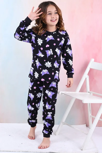 Kuromi Desenli Kız Çocuk Pijama Takımı Pembe 3-13 Yaş ürün görseli 1