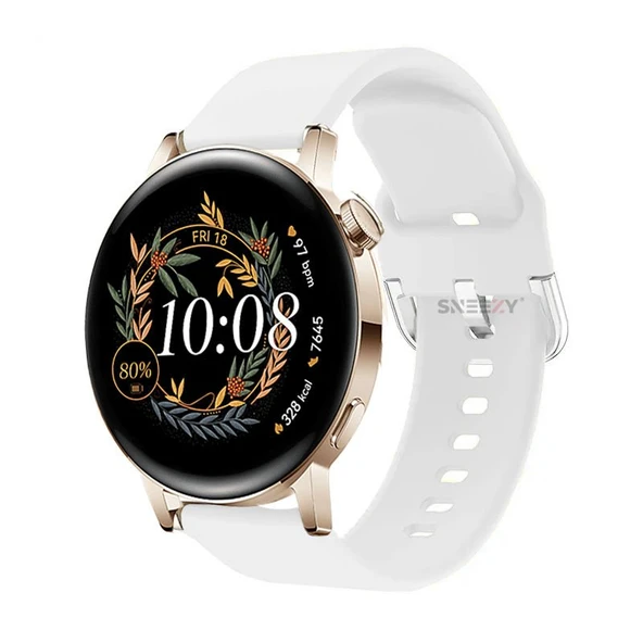 Huawei Watch Gt2 42mm Ile Uyumlu 20mm Purelux Soft Tokalı Silikon Kordon Dayanıklı Spor Stil  Beyaz ürün görseli 1