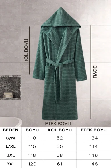 Yüksek Kalite Kapüşonlu Bornoz Antrasit %100 Pamuklu ürün görseli 1
