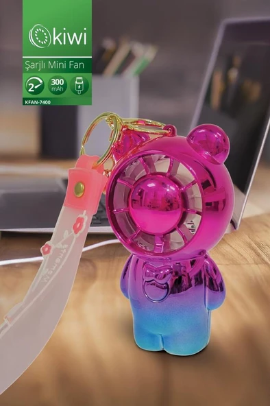 Kiwi KFAN-7400 Şarjlı Portatif Taşınabilir Ultra Sessiz Mini Fan Pembe ürün görseli 1