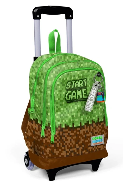 Coral High Işıklı Tekerlekli Çekçek Okul Çantası - 3 Bölmeli, 2 Kademe Sap Ayarı, Yeşil Kahverengi Craft (ErkekÇocuk) 23976 ürün görseli 1